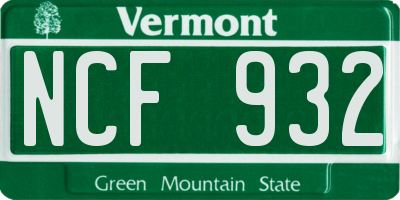 VT license plate NCF932