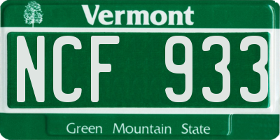VT license plate NCF933