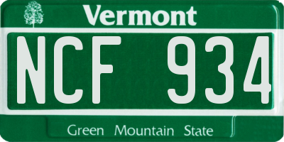 VT license plate NCF934