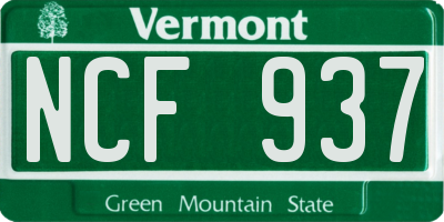VT license plate NCF937
