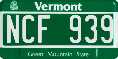 VT license plate NCF939