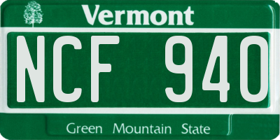 VT license plate NCF940