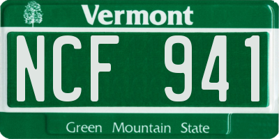 VT license plate NCF941