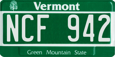 VT license plate NCF942