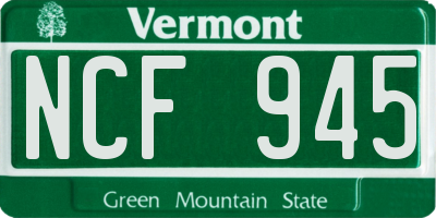 VT license plate NCF945