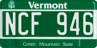VT license plate NCF946