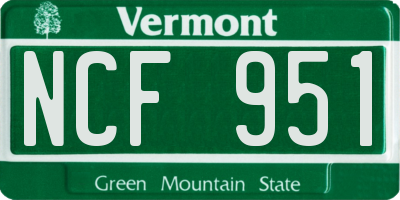 VT license plate NCF951