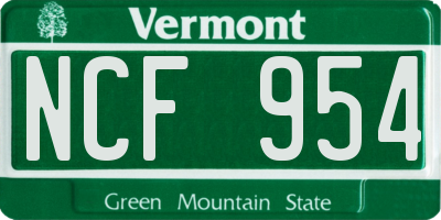 VT license plate NCF954