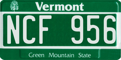 VT license plate NCF956