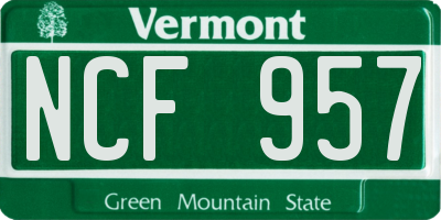 VT license plate NCF957