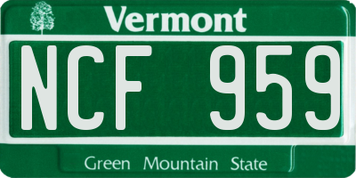 VT license plate NCF959