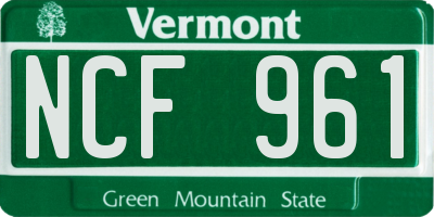 VT license plate NCF961