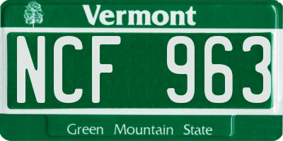 VT license plate NCF963