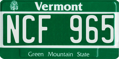 VT license plate NCF965