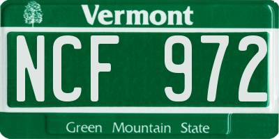VT license plate NCF972