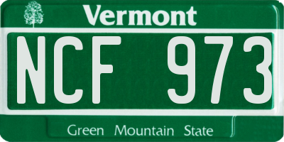 VT license plate NCF973