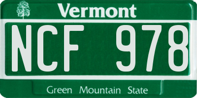 VT license plate NCF978