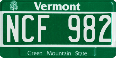 VT license plate NCF982