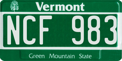 VT license plate NCF983