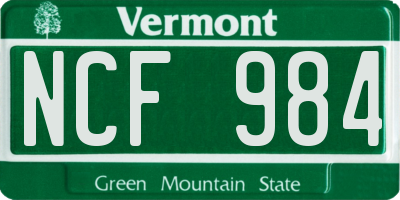 VT license plate NCF984