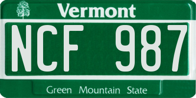 VT license plate NCF987
