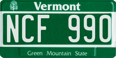 VT license plate NCF990