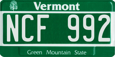 VT license plate NCF992