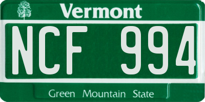 VT license plate NCF994