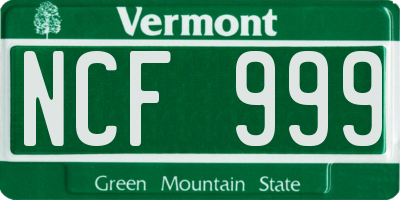 VT license plate NCF999
