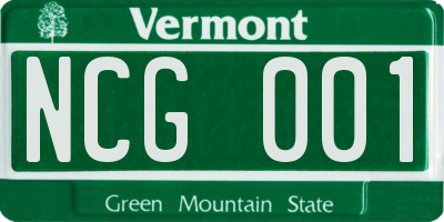 VT license plate NCG001
