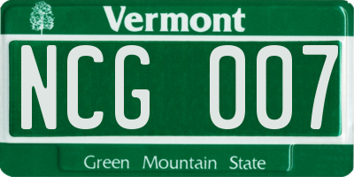 VT license plate NCG007
