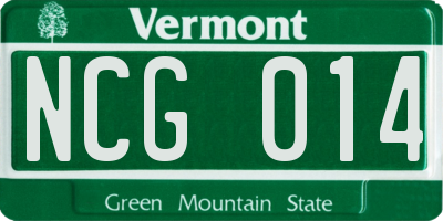VT license plate NCG014