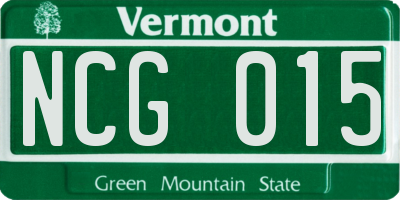 VT license plate NCG015
