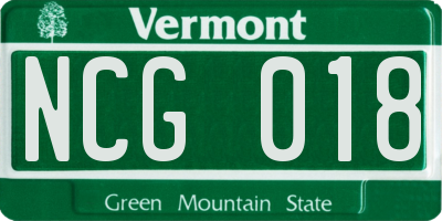 VT license plate NCG018