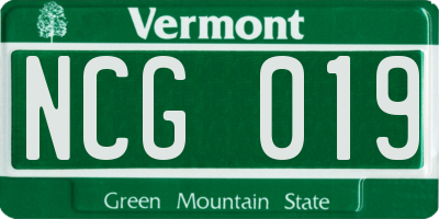 VT license plate NCG019