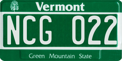 VT license plate NCG022