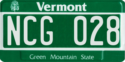 VT license plate NCG028