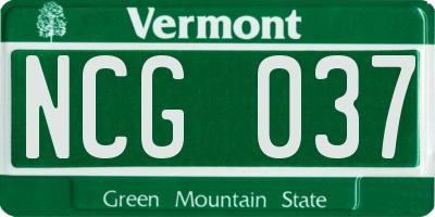 VT license plate NCG037