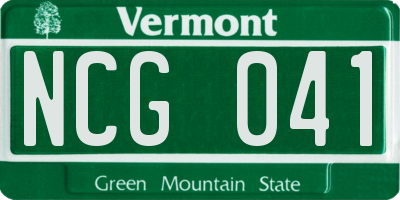 VT license plate NCG041