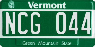 VT license plate NCG044
