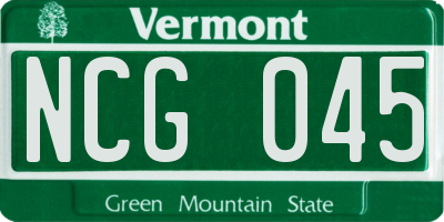 VT license plate NCG045