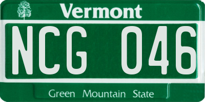 VT license plate NCG046
