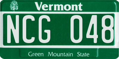VT license plate NCG048