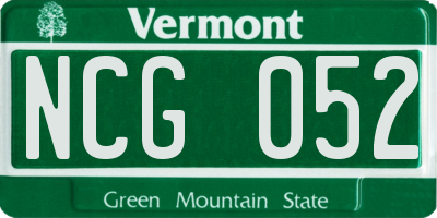 VT license plate NCG052