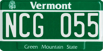 VT license plate NCG055