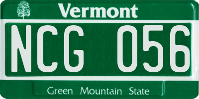 VT license plate NCG056