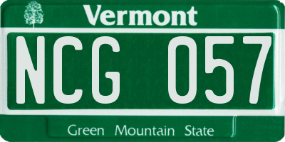 VT license plate NCG057