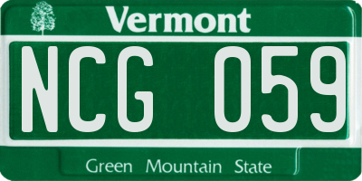 VT license plate NCG059