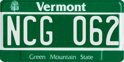 VT license plate NCG062