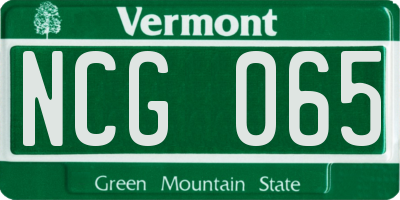 VT license plate NCG065